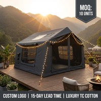 Tente gonflable portable de luxe de grande taille pour 6 à 8 personnes, tente de glamping 4 saisons, tente en coton technique imperméable pour le camping
