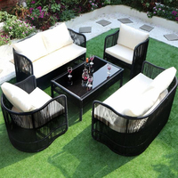 Neues Outdoor-Sofa-Set im chinesischen Stil, PE-Rattan-Geflecht, Aluminiumrahmen, Gartenmöbel für Villa und Terrasse, Sofa-Set, CB2 Möbel