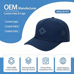 Casquettes Snapback de Golf en Polyester Imperméable à 5 Panneaux de Haute Qualité avec Patch en Caoutchouc et Trous Découpés au Laser, Vente en Gros Personnalisée - Product Image 1