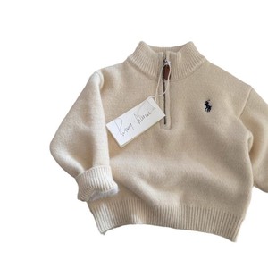 Child Star Circle Kids Fleece Lined Winter Sweater Thick Knit Zipper Pullover Boys Girls Embroidered Wool Sweater - Product Image 4