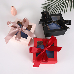 Custom logo luxury pink candy perfume kraft hard flower gift box packaging paper with clear lid