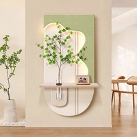 Peinture décorative créative pour salon, style crème, plantes hydroponiques, peinture LED en grès tridimensionnelle