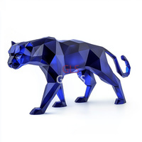 Figurine d'animal en cristal émaillé sculpté à la main léopard en cristal pour la décoration de la maison