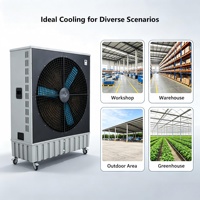 Refroidisseur d'air évaporatif mobile à grand débit d'air 220-240V, refroidisseur d'air à eau sur pied pour le refroidissement des espaces commerciaux et industriels