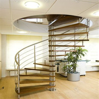 Escalier en colimaçon en bois commercial facile à installer, escalier hélicoïdal intérieur pour appartements et villas
