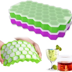 Moule à glaçons en silicone à 37 compartiments, plateau à glaçons en nid d'abeille avec couvercle - Product Image 1