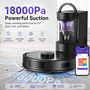 Aspirateur robot avec aspiration puissante de 8000 Pa, cartographie LDS, contrôle via application Wi-Fi, nettoyage humide et sec, moteur sans balais pour le nettoyage domestique - Product Image 1