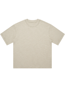 T-Shirt ricamata 3D da 300gsm 100% in cotone di bambù Unisex manica corta da uomo tinta unita oversize comoda T-Shirt - Product Image 5