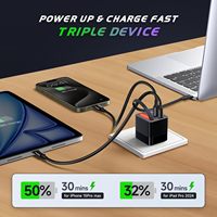 Chargeur mural GaN USB a Type C Chargeur rapide Câble étendu PD QC 3.0 Chargeur intelligent pour adaptateur secteur de téléphone