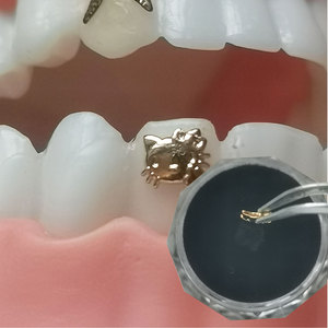 ชุดฟอกสีฟันทอง 8K รูปทรงเสือ ประดับอัญมณีสีเหลือง สำหรับตกแต่งเครื่องประดับ ใช้ในบ้าน กริลล์ซ์ ประดับฟันทอง - Product Image 4