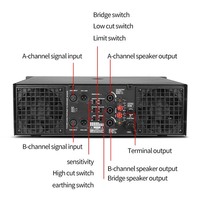 Amplificateur professionnel CA68 2000W actif 2 canaux avec boîtier en métal aluminium durable, impédance 8 ohms et 4 ohms pour utilisation sur scène