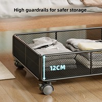 Boîte de rangement rectangulaire sous lit avec tiroir coulissant plat, meuble sous téléviseur, meuble sous canapé, rangement à chaussures sur roulettes