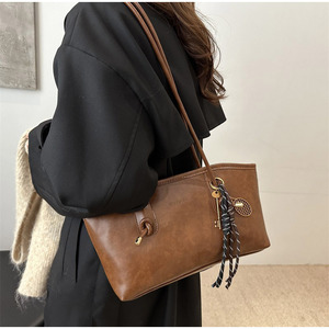 Tas Tote Poliester Retro Amerika Eropa, Tas Selempang Fashion Korea, Tas Tangan Sederhana Modern Kapasitas Besar, Serbaguna dengan Gantungan - Product Image 5