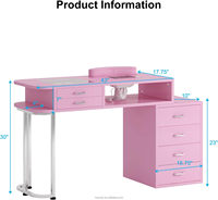 Mesa de Manicura de Gran Venta en Rosa para Salón de Belleza Estación de Spa con Cajones Escritorio para Tienda de Uñas Tocador