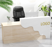 Comptoir de réception d'hôtel moderne avec logo personnalisé pour salon de beauté, bar, boutique de vêtements, salon de thé au lait - Design en bois écologique