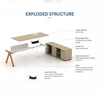 EGROspace Bureau de Direction Haut de Gamme Design Élégant et Raffiné avec Meuble de Rangement pour Directeur Général et Manager