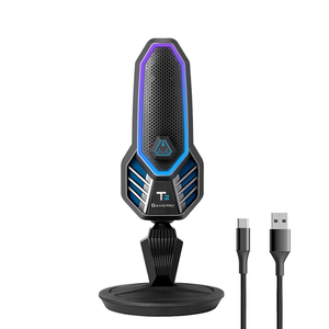 Microphone de bureau à condensateur USB personnalisé, haute sensibilité, éclairage RVB, réduction du bruit, antichoc pour PC/ordinateur portable, conférence - Product Image 1