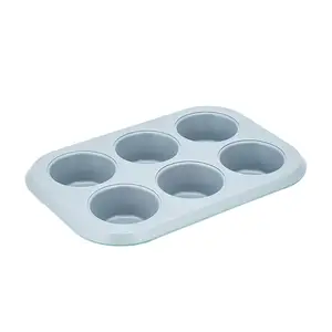 XINZE Carbon Steel Bakeware 6Cup Muffin Pan Non Stick Oven Baking 6 Cup Cake Nonstick Round 6-Cup Cupcake Muffin Pan