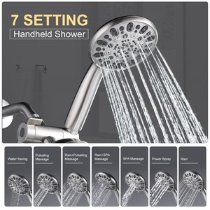 Soffione pioggia ad alta pressione e <span class=keywords><strong>doccia</strong></span> a mano a 7 posti separatamente o insieme, doppio soffione <span class=keywords><strong>doccia</strong></span>, combinazione 3 vie precipitazioni - Product Image 3