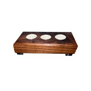 Rectangular Wooden Eco-Friendly <b>Tea</b> Light Holder with Three Candle Slots Christmas Home Decoration Durable Handmade Candle <b>Stand</b> - Product Image 2