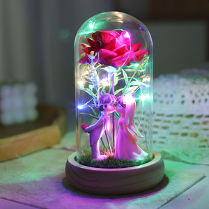 Đồ trang trí máy tính để bàn sáng tạo xuyên biên giới, đèn ngủ quà tặng ngày valentine, hoa vĩnh cửu, hoa hồng, bóng thủy tinh, - Product Image 4