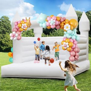 Château gonflable blanc avec toboggan et piscine à balles, château de saut pour enfants pour fête d'anniversaire en plein air - Product Image 4