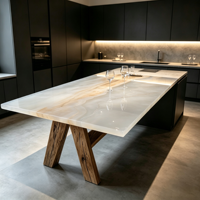 Table à manger en bois massif naturel avec résine époxy, meubles pour la maison, la villa, le restaurant, le bar, le salon