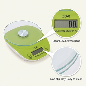 Bilancia Digitale da <span class=keywords><strong>Cucina</strong></span> Portatile Compatta Verde Ovale 5kg 1g 5 Unità (g kg lb oz Tl) LCD con Funzione Tare per Cucinare e Pasticceria - Product Image 6