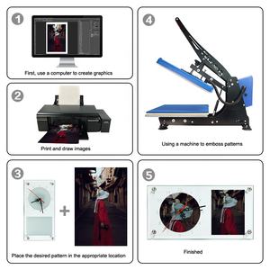 Cadre <span class=keywords><strong>photo</strong></span> en verre rectangulaire moderne MIDAS avec horloge, épaisseur 0,5 cm, impression par transfert thermique 6 couleurs pour personnalisation - Product Image 5