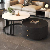 Table basse en marbre, design italien, structure en acier inoxydable doré, ensemble rond, durable et écologique pour la maison, l'hôtel, le salon, l'entrée