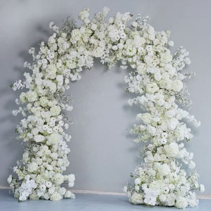 Arche de fleurs artificielles en soie blanches européennes mélangées pour mariages, Noël et événements du Nouvel An - Product Image 5