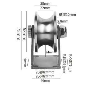 عجلة مسار ثلاثية القوائم من الفولاذ المقاوم للصدأ بفتحة U بكرة ثابتة لباب جرار ملحقات بكرة رفع - Product Image 4