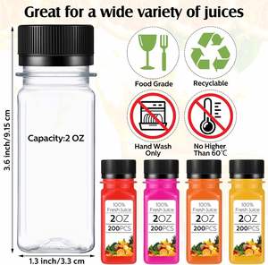 Botellas de Plástico Vacías de 2oz, 4oz, 5oz, 6oz, 8oz, 10oz, 12oz, 13oz, 16oz y 32oz con Tapas Herméticas, Envases para Bebidas, Jugos, Leche y Bebidas - Product Image 2