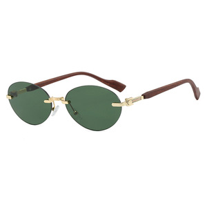 Unisex Frameless Cut Edge Oval <b>Sunglasses</b> Fashion Street Style UV400 Protection - Product Image 3