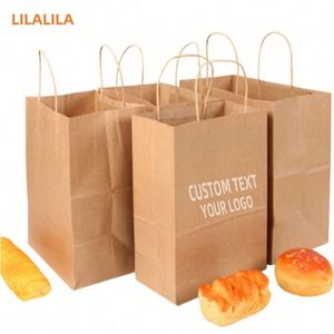 Sacs en papier recyclé imprimés personnalisés à bas prix, sacs d'emballage pour les courses, sacs en papier kraft brun avec poignées - Product Image 4