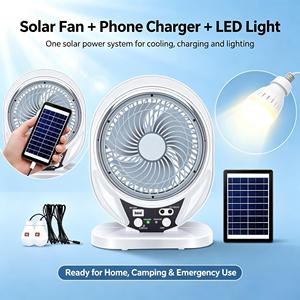 Nouvel Arrivage Ventilateur de Table Solaire LED avec Refroidissement par Air et Deux Panneaux Solaires Portables - Product Image 1