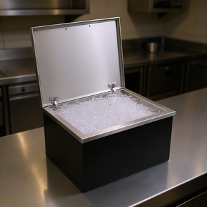 Glacière professionnelle en acier inoxydable brossé mat, 40 Qt (28L x 16W x 17H), avec couvercle à charnières - Product Image 2