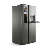 Réfrigérateur-congélateur côte à côte 606L avec distributeur d'eau et de glace, technologie BLDC Inverter Multi Air Cooling pour villas, hôtels et maisons d'hôtes, 50Hz