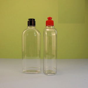 500ml 16 oz PET 플라스틱 식기 세척기 액체 플랫 짜기 병 (28mm 당김 뚜껑 포함) - Product Image 1
