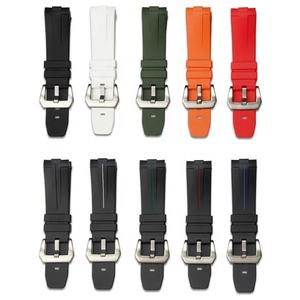 Correa de reloj de silicona vulcanizada de <span class=keywords><strong>24mm</strong></span> con hebilla dorada de Color puro para Panerai, correa de goma de lujo en rojo, naranja, verde, azul, blanco y negro - Product Image 2