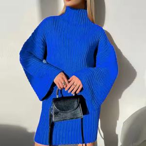 Robe longue en lin 100% tissé patchwork pour femme, style bohème décontracté d'hiver, manches évasées côtelées larges, taille élastique, motif uni - Product Image 5