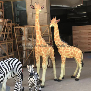 Statue d'animal grandeur nature en fibre de verre, ensemble de sculptures d'animaux girafe, éléphant, tigre, zèbre pour accessoires de fête sur le thème du safari - Product Image 2