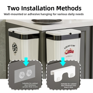 Cestino <span class=keywords><strong>per</strong></span> Rifiuti da Cucina <span class=keywords><strong>a</strong></span> Parete 6L/8L, Bidone Domestico Sospeso con Coperchio <span class=keywords><strong>a</strong></span> Doppia Apertura, Antiodore <span class=keywords><strong>per</strong></span> Armadietto, Logo Personalizzabile - Product Image 2