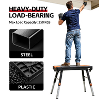 Banc de travail portable 8 en 1, réglage de la hauteur sur 3 niveaux, capacité de 250 kg, poste de travail pliable multi-usages pour charpentier, bricolage