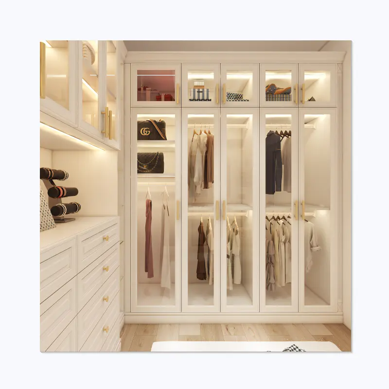 American Style Modern Walk in Closet Organizer Clothes Cabinet Custom Bedroom Built-in Wardrobe System