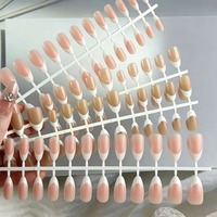 Plaques d'ongles en PMMA bicolores préconçues et personnalisées, à injection, style français, couvrantes, forme amande, taille complète pour doigts, 30 pièces/sac