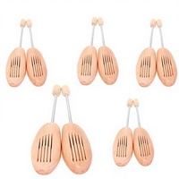 5 paires d'étireurs de chaussures unisexes en bois naturel, à ressort spiralé, taille réglable, taille 41-42