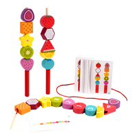 Rompecabezas de Hilo con Número de Fruta Personalizado, Juegos de Cuerda, Bloques Creativos, Cuentas, Tarjetas a Juego, Juguetes Educativos para Niños y Niñas