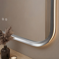 Miroir de salle de bain carré intelligent LED haute définition moderne, rétroéclairé, sans cuivre, argenté, pour salon, appartement, villa