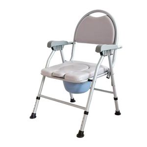 High Back <b>Commode</b> <b>Chair</b> With Seat Pad Foldable Portable Toilet <b>Chair</b> For Elderly Bathroom Safety Equipment - Product Image 1
